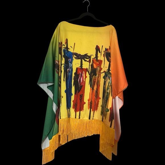 ♥️♥️♥️SASSY JONES MAASAI Print -Sherrie Laptop Clutch, Poncho and Scarf BUNDLE♥️ - Picture 4 of 13